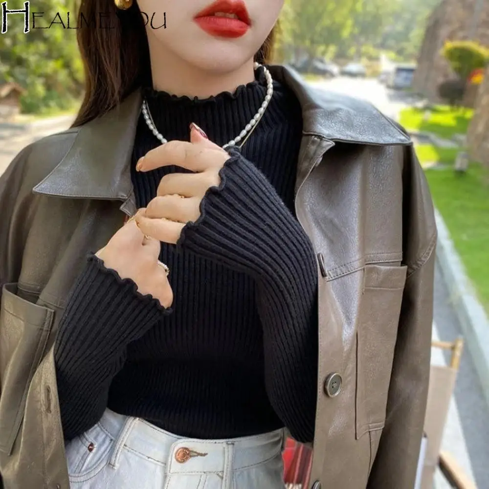 

Женское термобелье с высоким воротником, нижняя рубашка, пуловер с длинными рукавами, теплый топ, майки, утепленный плюшевый осенне-зимний топ