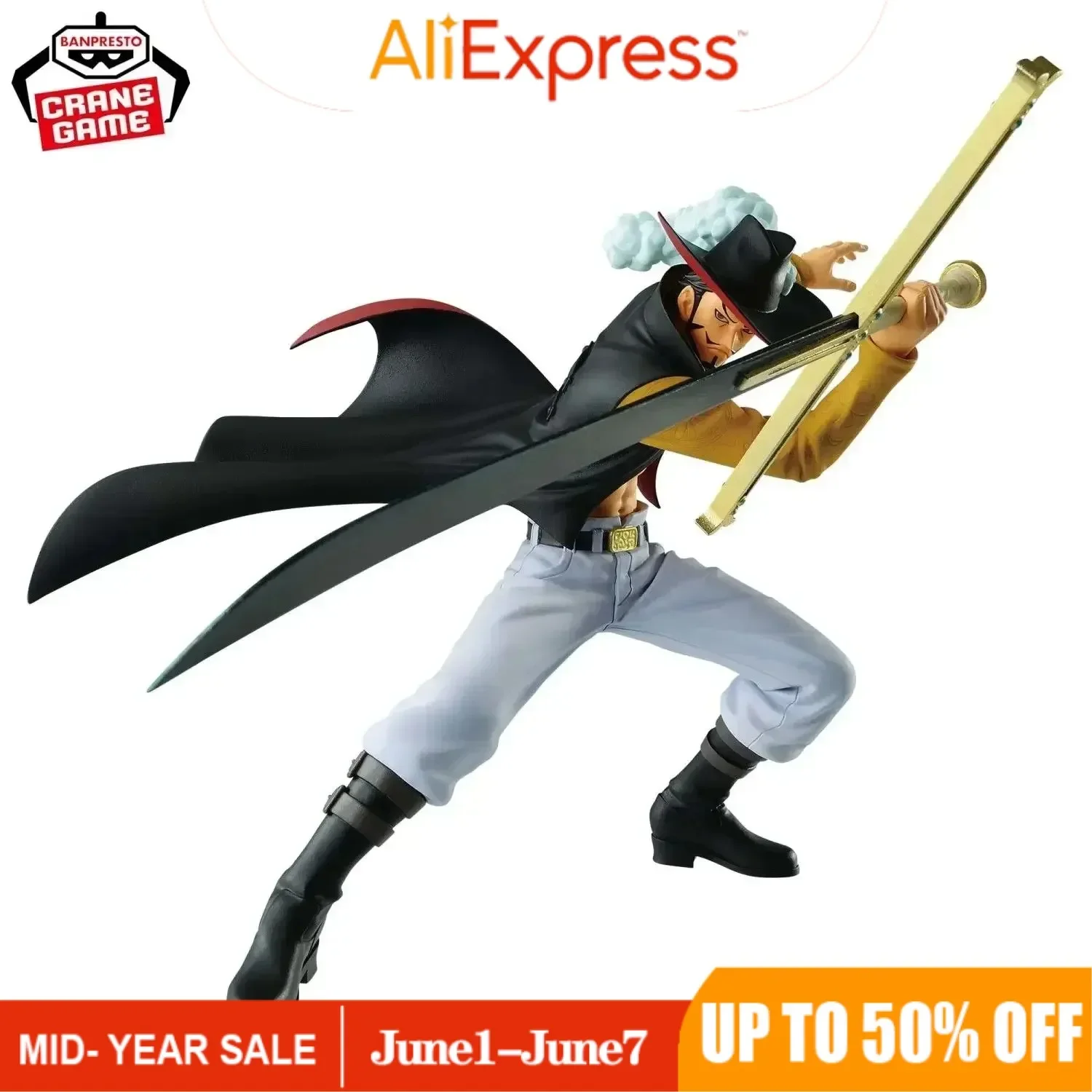 Original Banpresto One Piece Dracule Mihawk Anime Action Figure Brc Battle Record Figurine Model Doll Model Gk Pvc Statue Toy