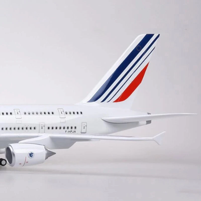 1/160 50.5CM Airplane Air France Airline 380 A380 Model W Light and Wheel Diecast Resin Plane for Collection or Gift (Size : wit