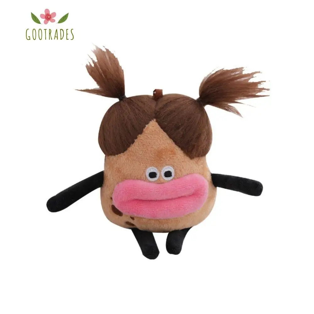 

Funny Fried Hair Potato King Big Mouth Girl Plush Keychain Sausage Mouth Cotton Doll Plush Big Mouth Girl Birthday Gifts