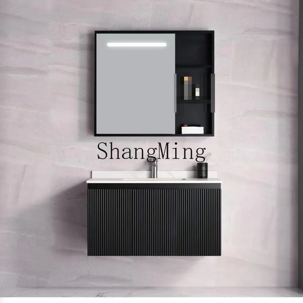 

FG bathroom toilet wash basin new black bathroom cabinet waterproof washing integrated ceramic basin combination