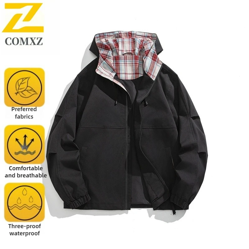 2025 New Spring and Autumn Jacket Men's Casual Fashion Waterproof Wear-resistant Windbreaker Jackets Casual Bicycle Hooded Coat