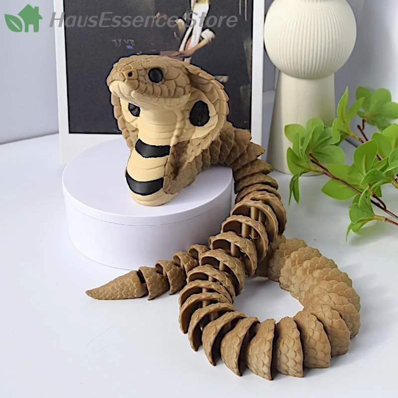 ※3D Printed King Cobra Figurine Realistic Modeling Snake Decorations Tabletop Display Professional Grade - Prem