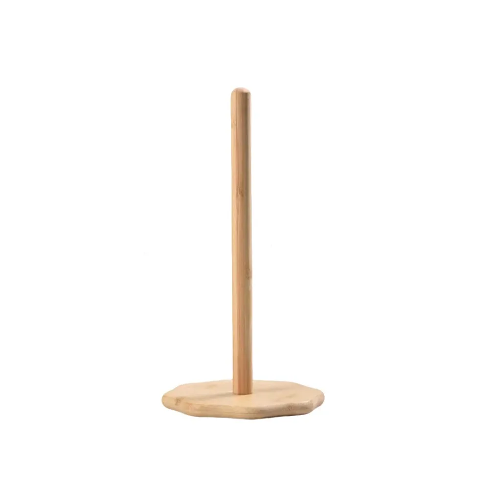 

Creative Wooden Paper Towel Holder Double Column Anti-Skid Vertical Stand Plum Blossom Base Durable Paper Towel Stand Kitchen
