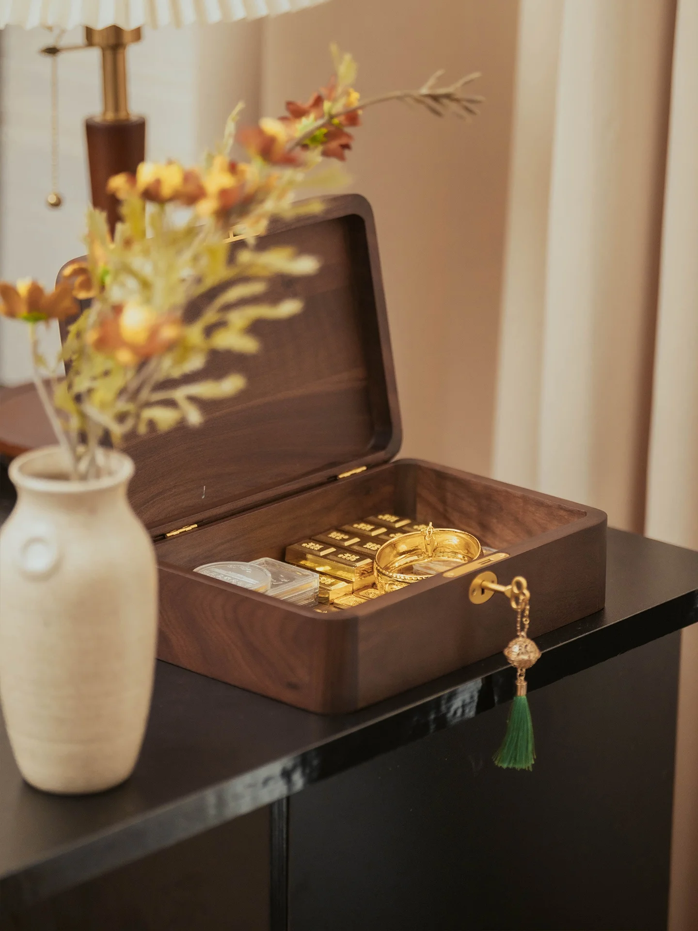 

Premium Wooden Storage Box Money Bank Decorative Artistic Crt Adult Desktop New Chinese Sle Gold Storage Ornament