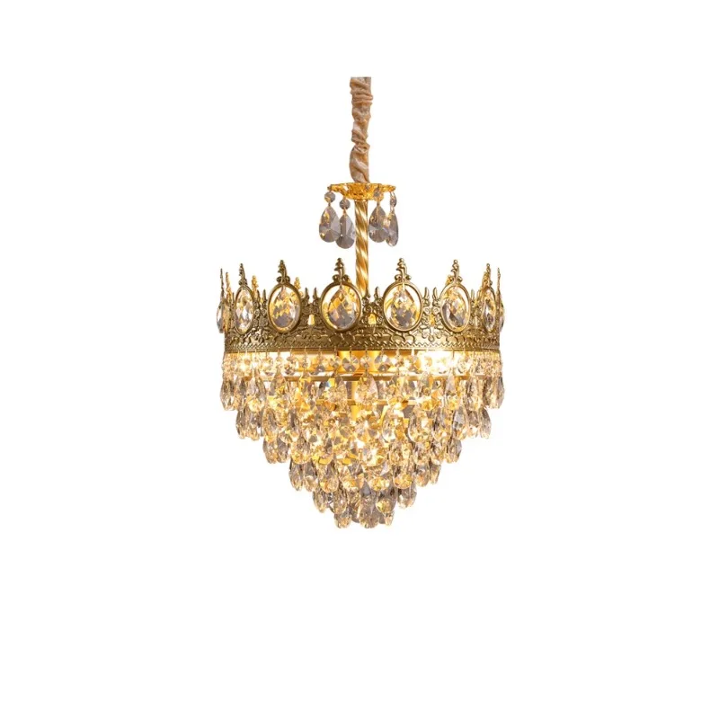 

French bedroom bedside lamp cloakroom aisle balcony entry lamp American retro crystal single-head chandelier