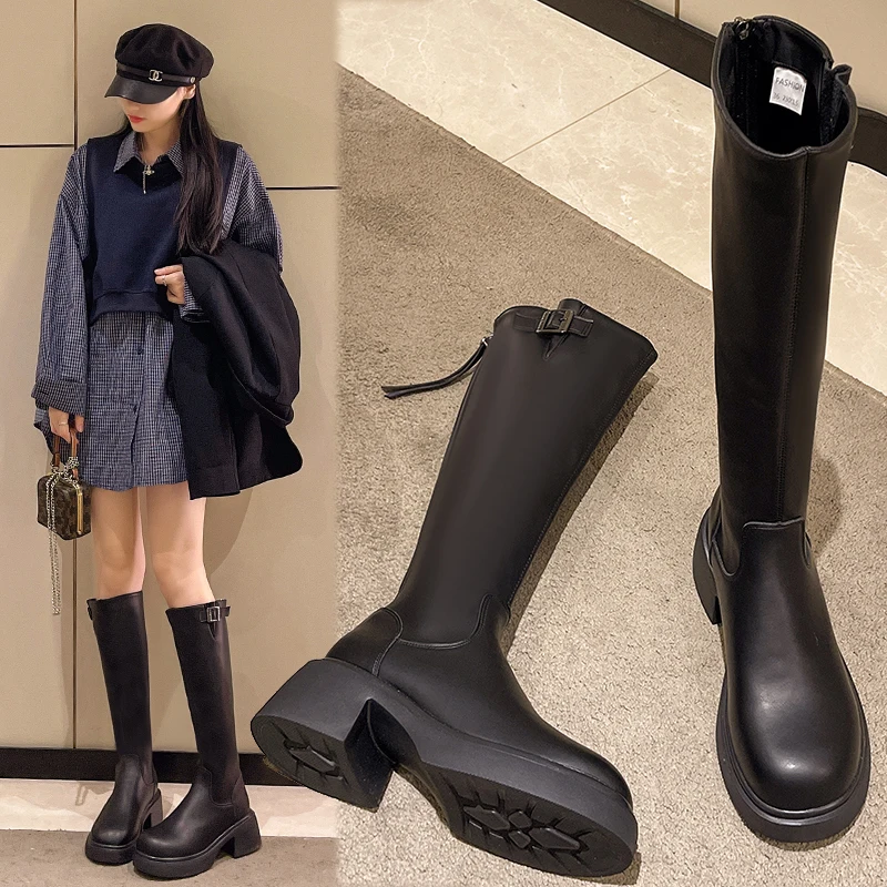 

European Top For Women, 2024 Autumn New Item, Sponge Bottom Knee High Boots, Fashionable Knight Workwear Boots