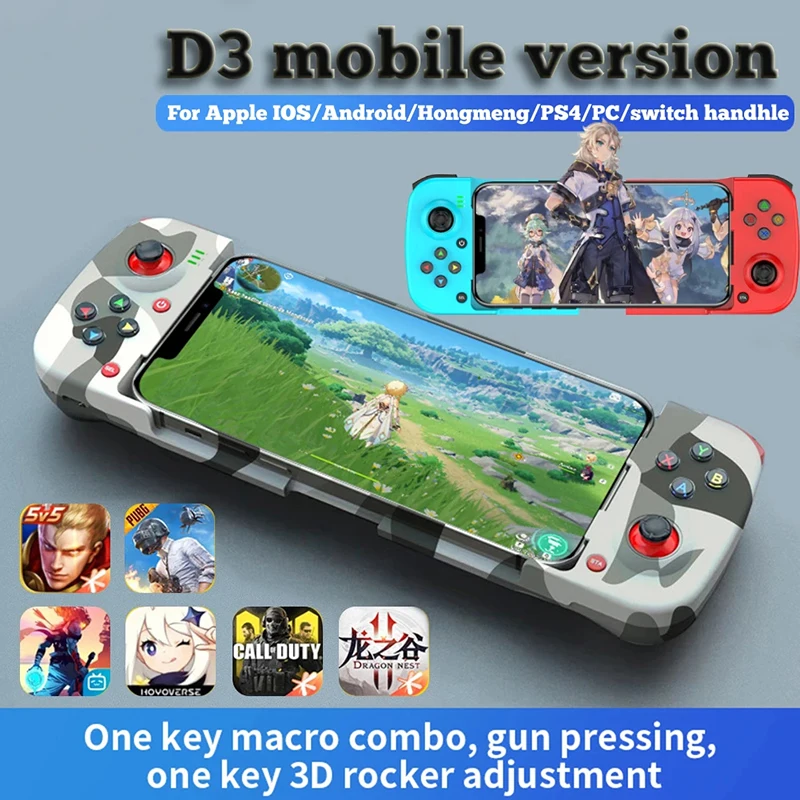 D3 Gamepad Telescopic Controller For IPhone IOS Android PUBG Switch PS4 Stretch Wireless BT 5.0 Phone Eat Chicken Game Joystick