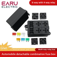 Caja de fusibles automotriz de 6 vías con conjunto de caja de relés, caja de fusibles de protección de circuito modificada de 12 vías, 10 vías y 8 vías