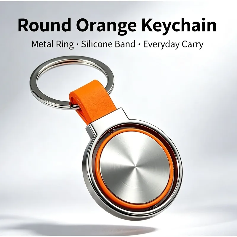 Round Metal Keychain with Colorful Strap Key Holder Pendant for Keys Backpack Bag Car Accessory Birthday Gift