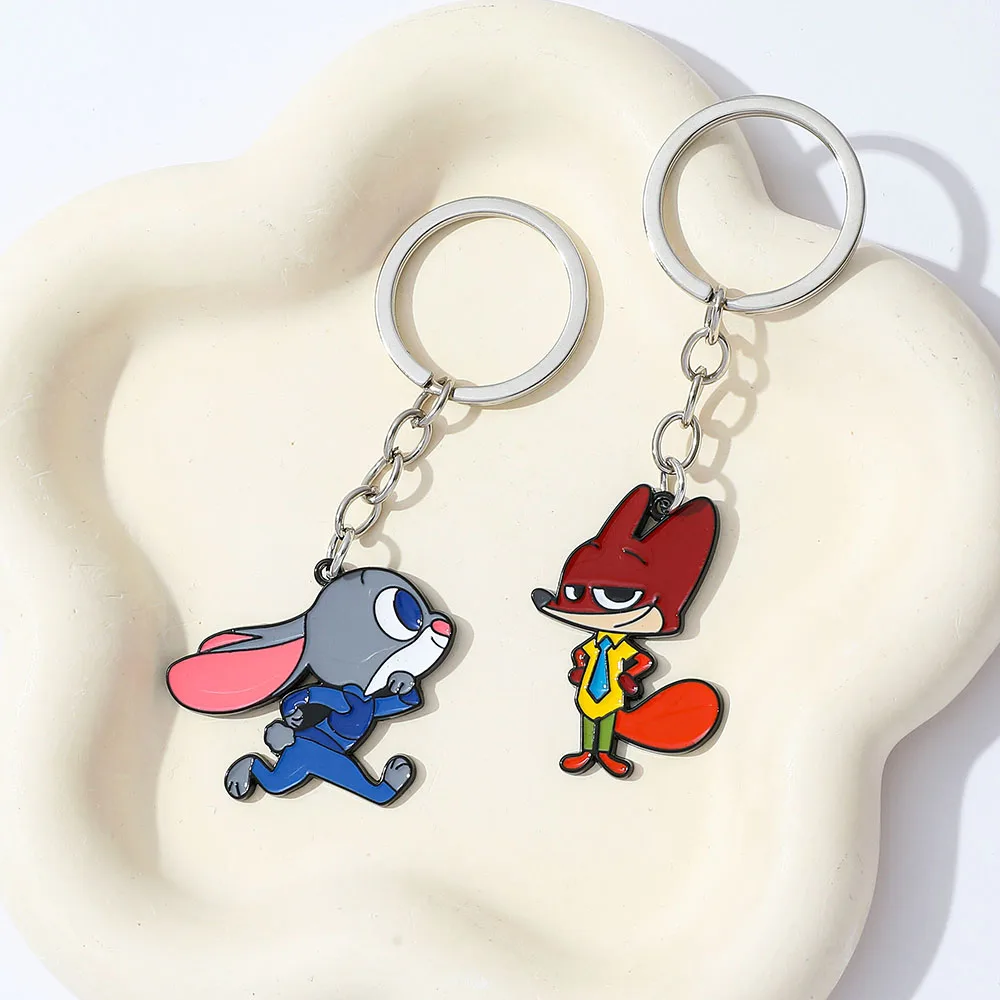Disney zootopia figura dos desenhos animados kur e nick chaveiro disney pingente chaveiro mochila jóias acessórios para o dia dos namorados