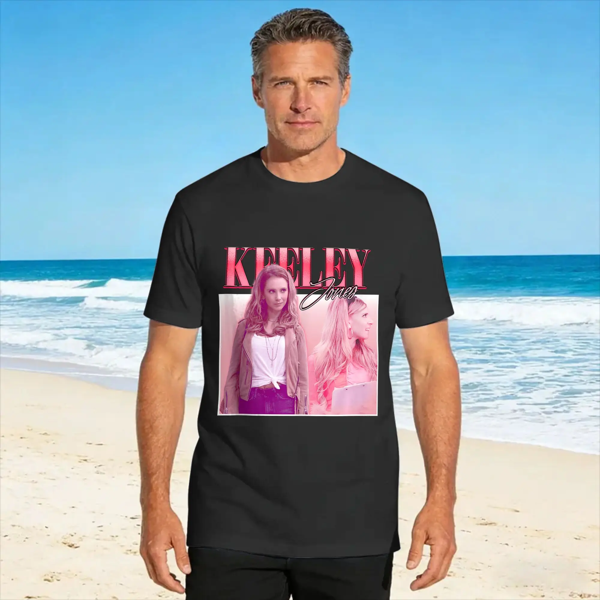 Keeley Jones Bold Text Profile Montage Portrait Cotton T Shirt For Adult Beach  Aesthetic T-Shirts Breathable Harajuku Tee Shirt