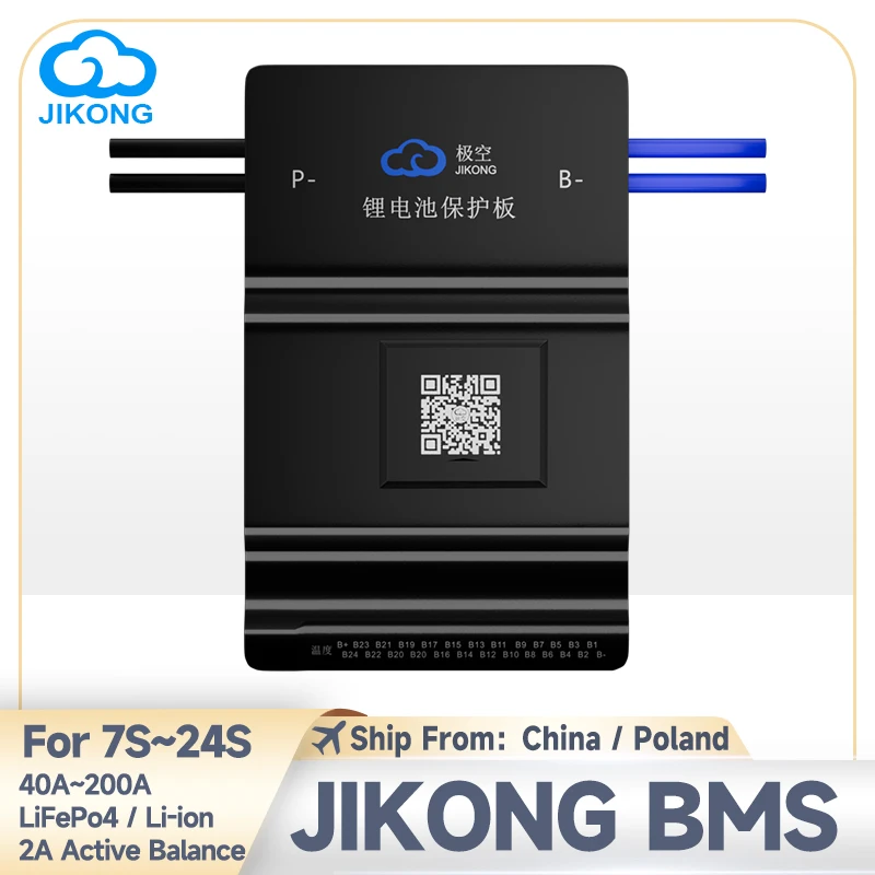 

IKONG BMS with BT RS485 CAN 0.6A~2A Active Balance 4S~24S 100A~200A LifePo4 BMS Li-ion LTO 18650 Battery Smart BMS JKBMS