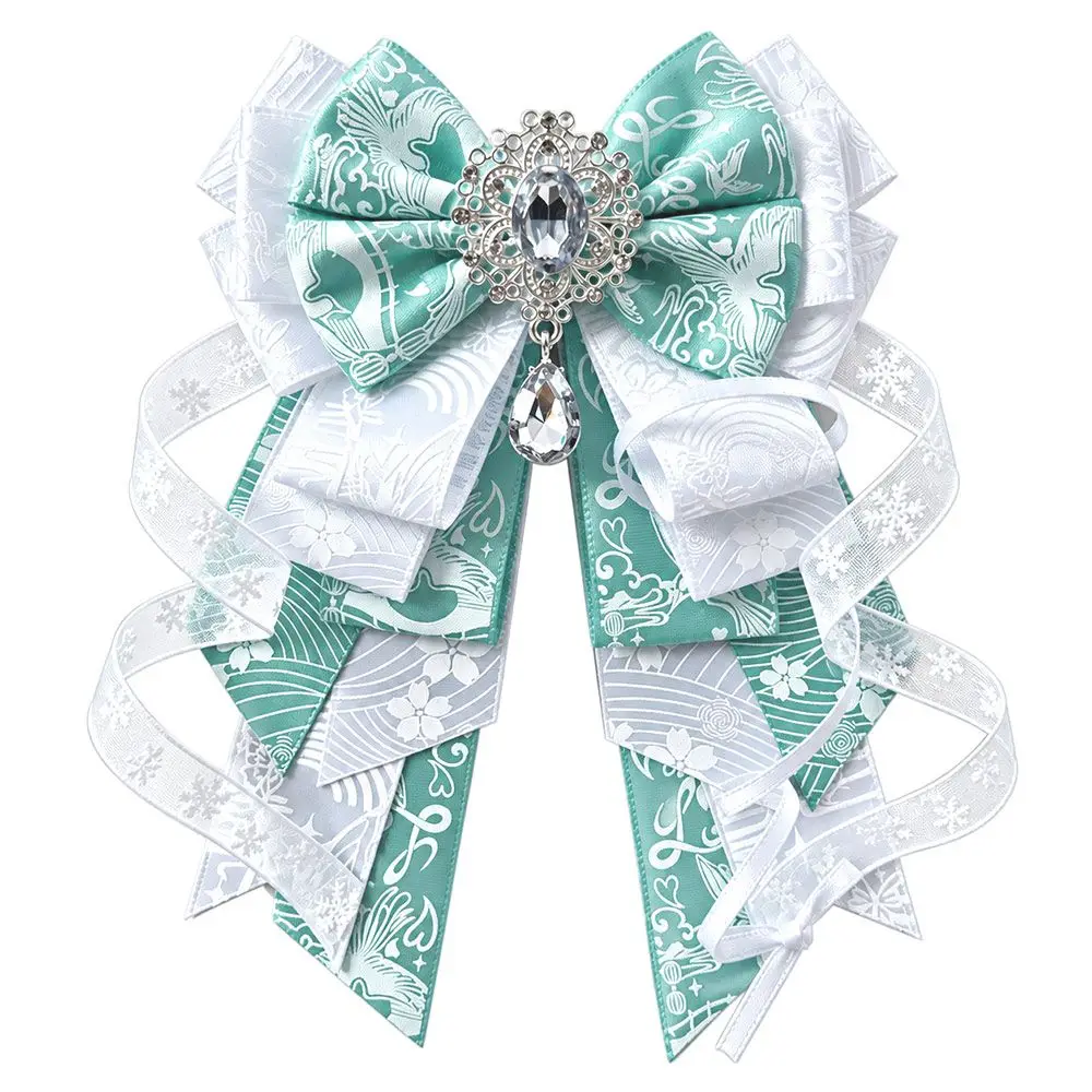 Handmade Ribbon Ita Bag Decoration Polka Dot Satin Rhinestone Badge Display Holder Multilayer Streamers Wing Decoration