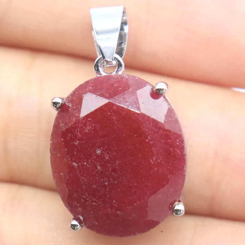 

Buy 3 Get 1 Free 28x15mm Hot Selling Gemstone Real Red Ruby CZ Women Dating Silver Pendant