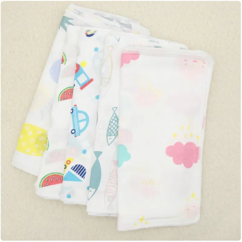 5PCS Baby Feeding Towel Teddy Bear Bunny Dot Chart Printed Children Small Handkerchief Gauze Nursing 20*20CM Handkerchief Towels