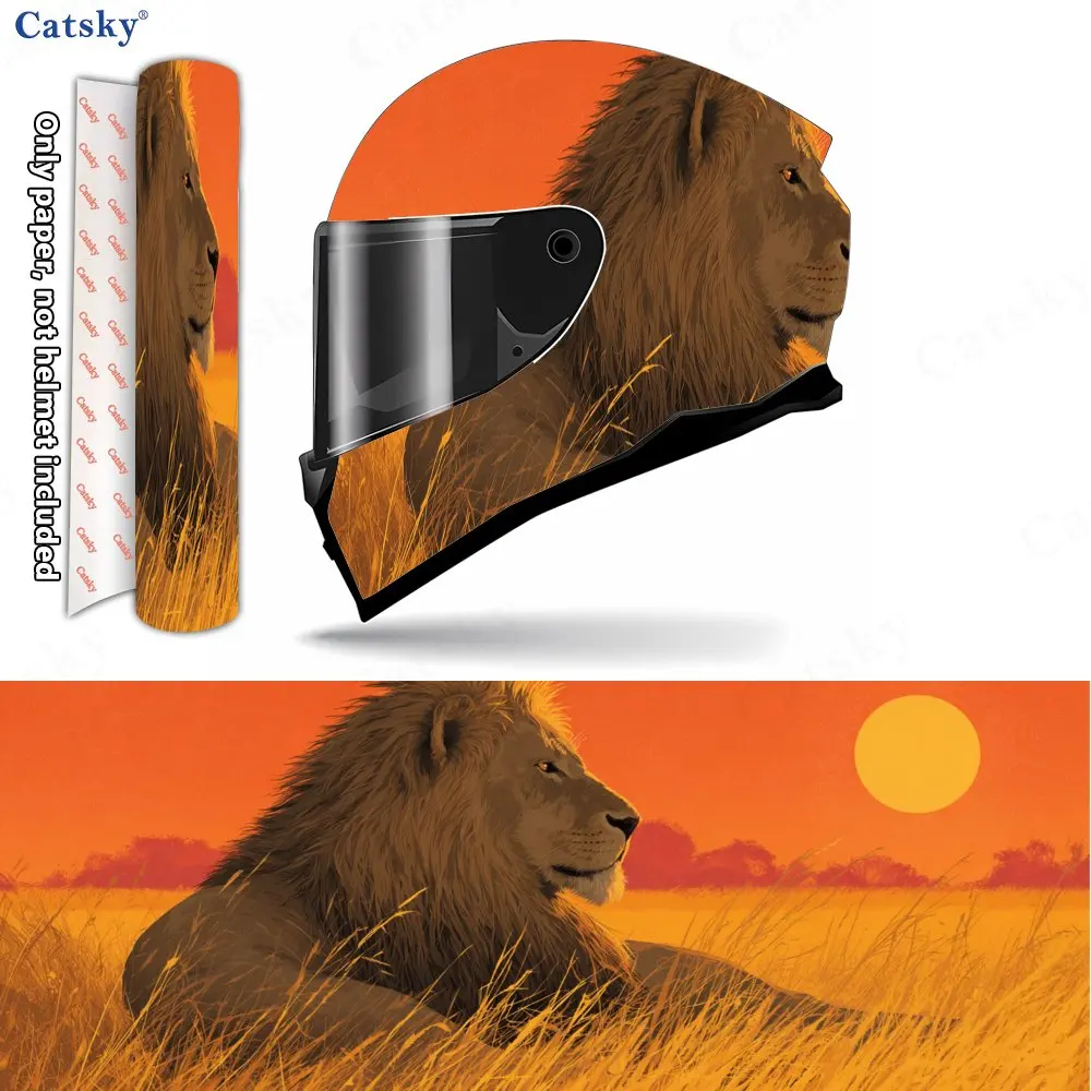 

Dusk Lion Dignity Helmet Vinyl Wraps, Waterproof Scratch-Resistant Full Face Helmet Decals, Durable PVC Decoration Protection He