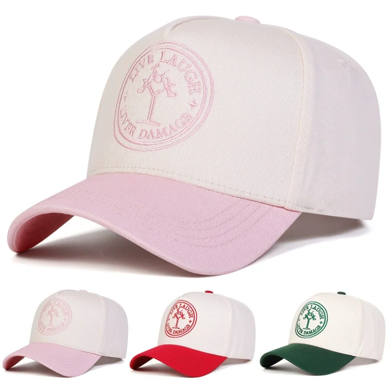 Curved Brim Baseball Cap with Circular Letter Embroidery, Retro Casual Adjustable Hat for Men Women Outdoor