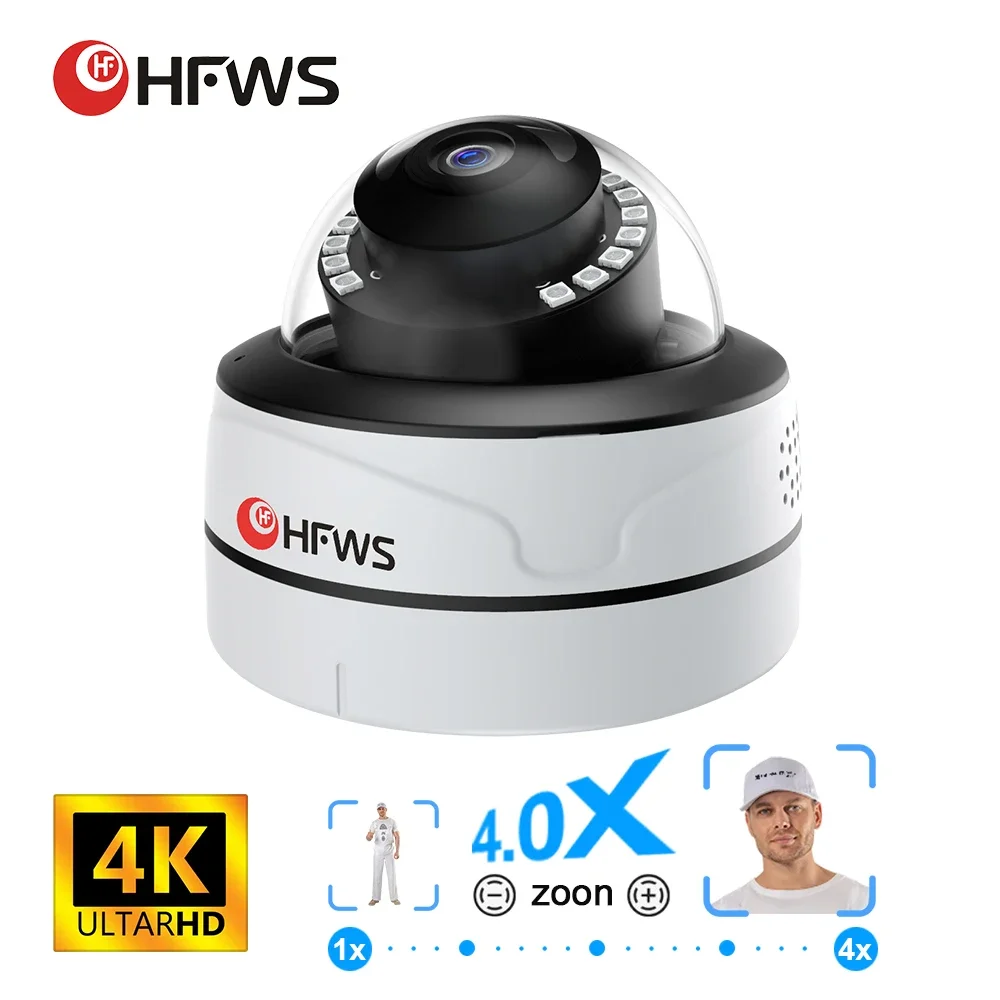 

HWFS 4K Dome Camera 2.8mm-12mm Motorized Lens With Manual 4 Variable Zoom 8MP Poe Surveillance Cameras Security Protection