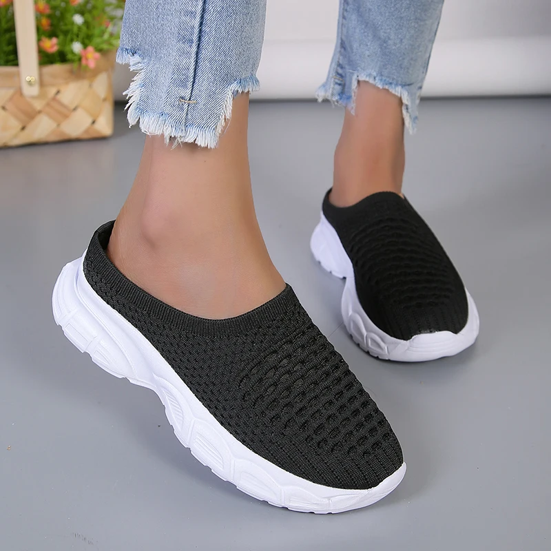 Shoes for Women Slip-on Women\'s Slippers Summer Platform Outdoor Walking Ladies Mesh Shoes Breathable Casual Female Flats