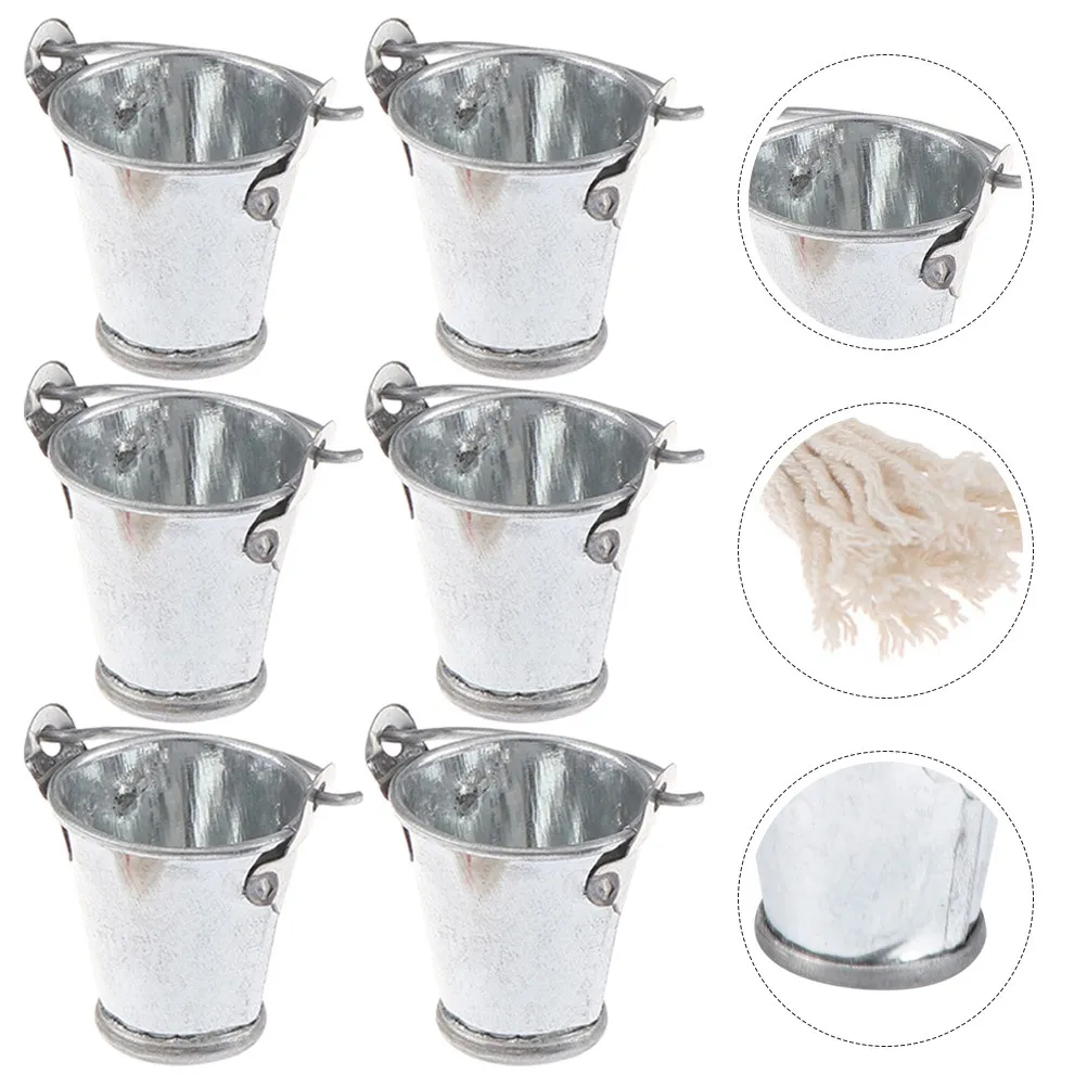 

6Pcs Miniature Bucket Chic Realistic Tiny Bucket for Dollhouse Furniture Mini House Decor Safe Rounded Edges Creative Play