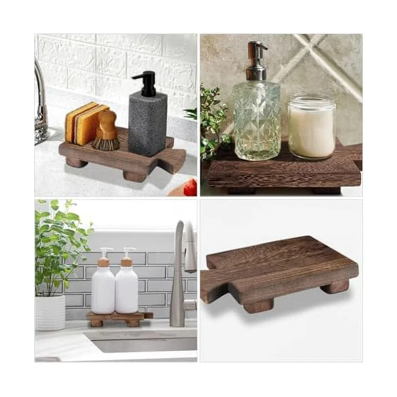 1 Piece Wood Pedestal Soap Stand As Shown Bathroom Soap Dish Shampoo Holder Tray