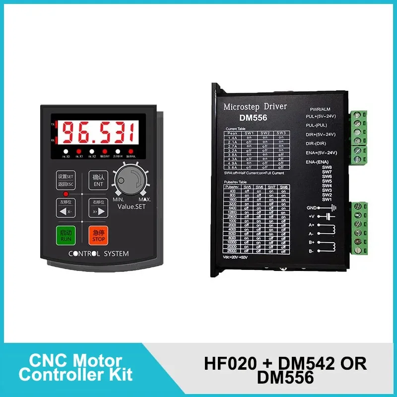 

HOT!CNC Motor Controller Kit HF020 five-digit display 85KHz Motor driver DM556/DM542 DC24V-50V For NEMA17/23/34 Stepper Motor