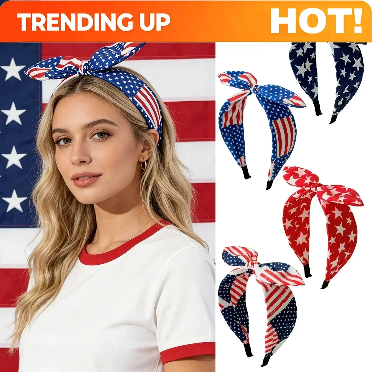 Customization 1 American Flag Headband - (July 4Th) 250Th Independence Day Patriotic Theme Anniversary Hair Additions, Suitable