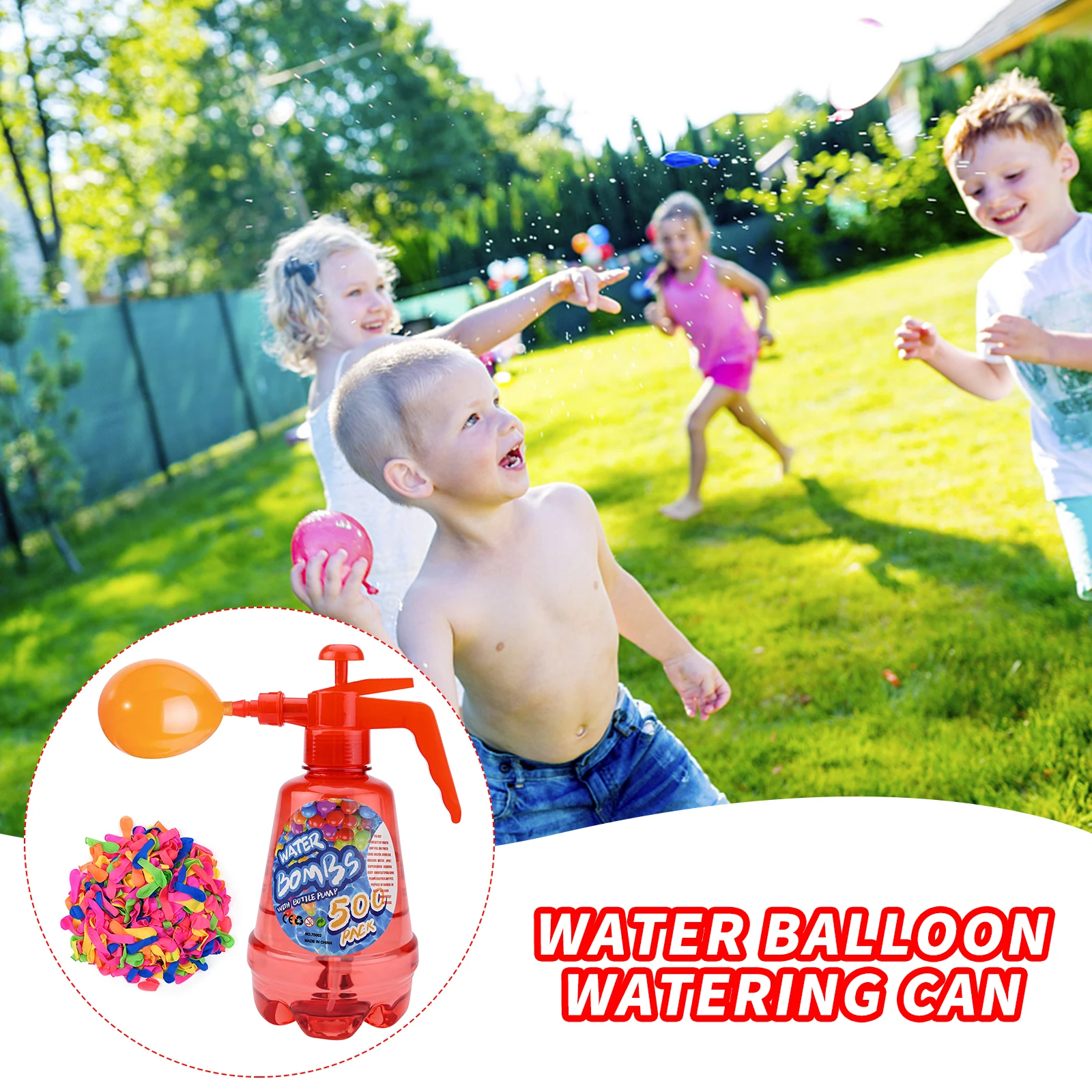 Water Balloon Pump Set 1.5L Air Water Bomb Balloon Pump with 500 Water Balloons 3 in 1 Air and Water Balloon Inflator Spray