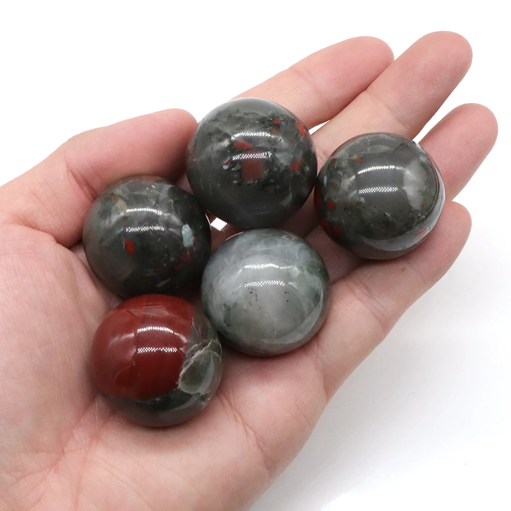 

5PC 30MM Ball Shaped Natural Blood Stones Jasper Crystals Gemstone Home Decor Healing Magic Craft Globe Massaging Gift