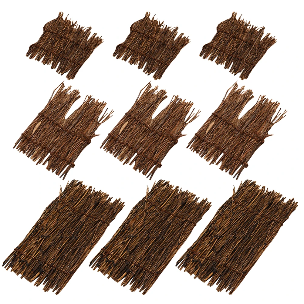 

9pcs Bamboo Fence Mat 11x13 11x17 11x23 Mini Farmers Market Decor Sushi Plate Garden Picket Bonsai Ornament Landscape Decor