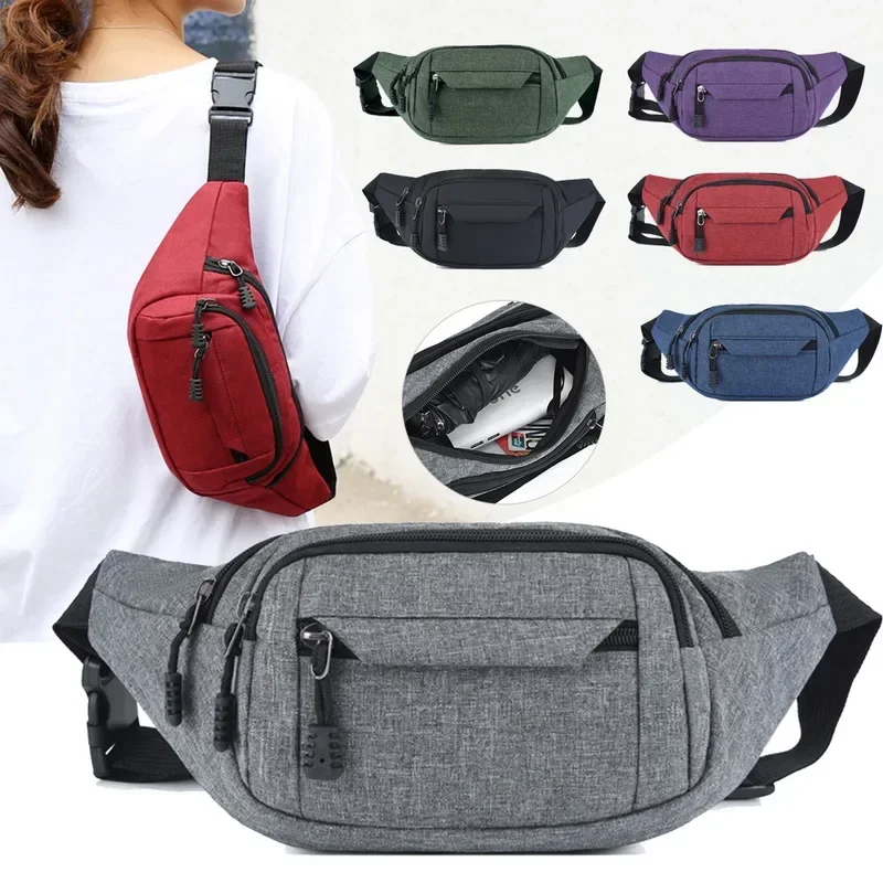 Bolsa de cintura de lona para homens e mulheres Fanny Banana Bag Bolsa Banana Hip Bolsa de cinto de telefone grande bolsa de motocicleta casual