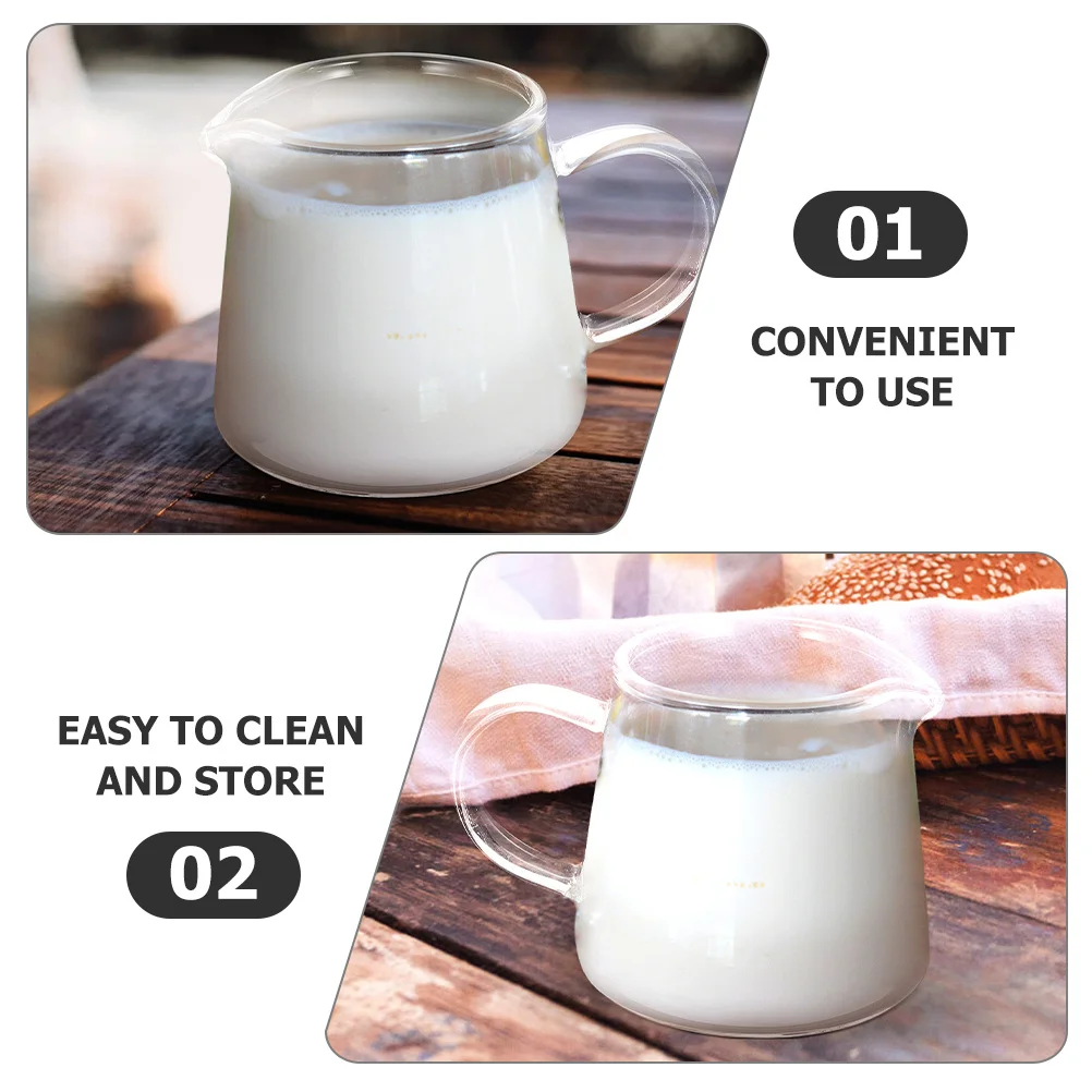 

Glass Milk Pitcher Transparent Heat Resistant Coffee Creamer Stylish Large Capacity Glass Container Creamer Pitcher
