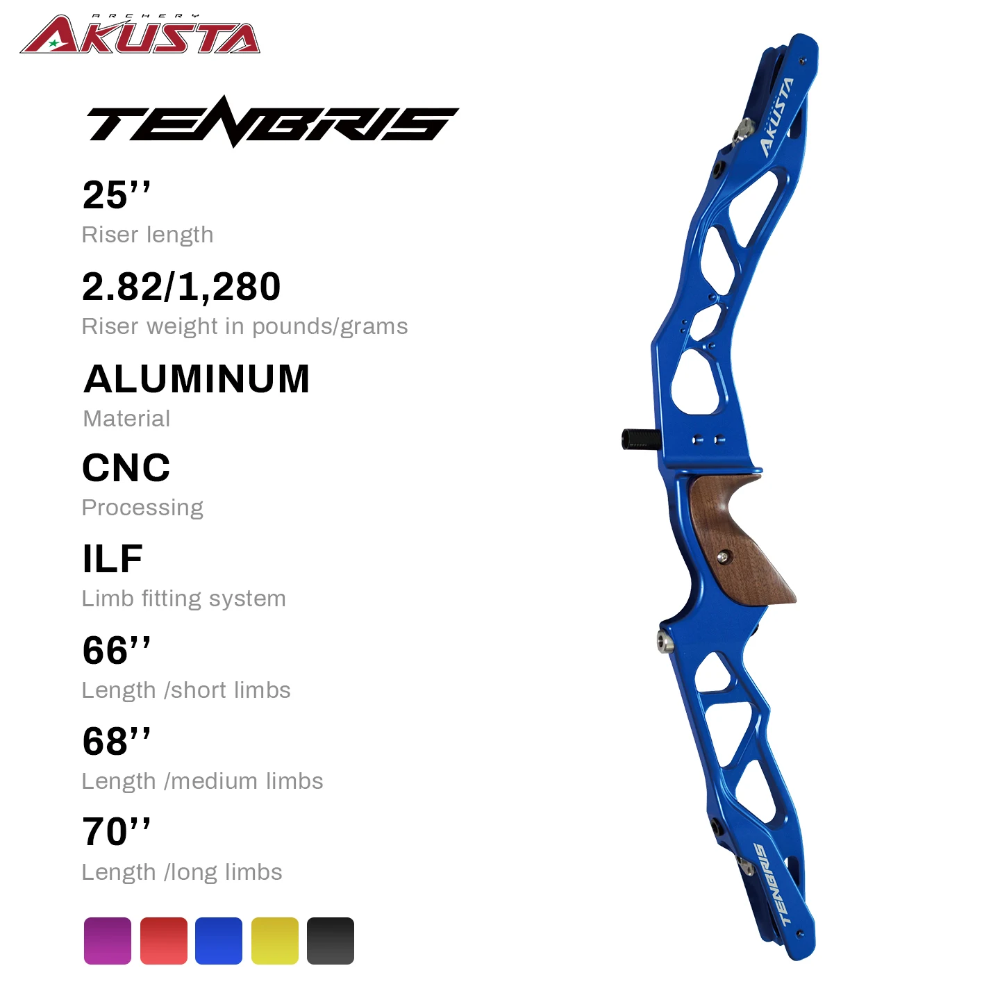 

Akusta Recurve Bow ILF Riser 25" Handle for Aluminum Alloy or Right/Left Hand User Tenbris Series