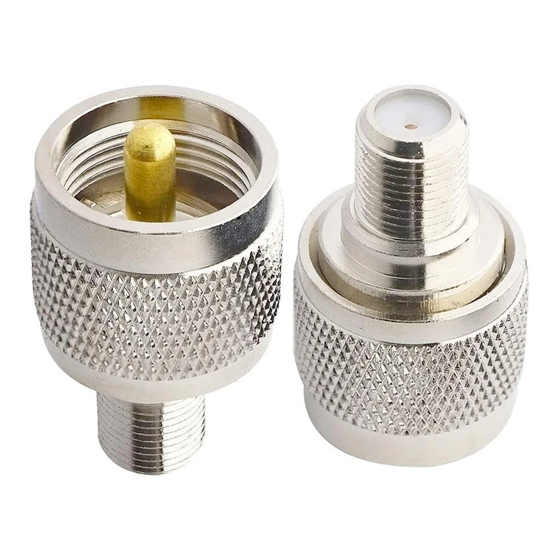 PL259 SO239 UHF Stecker-Buchse auf F TV Stecker-Buchse Adapter PL-259 SO-239 Steckverbinder Gerade Kupfer Vernickelt – Detail 3
