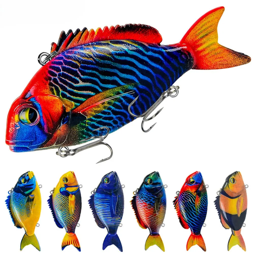 

7.8cm 24g Sinking VIB Fishing Lure 3D Eyes Rattling Balls Long Casting Hard Baits 6# Treble Hooks For Bass Pike Snakehead