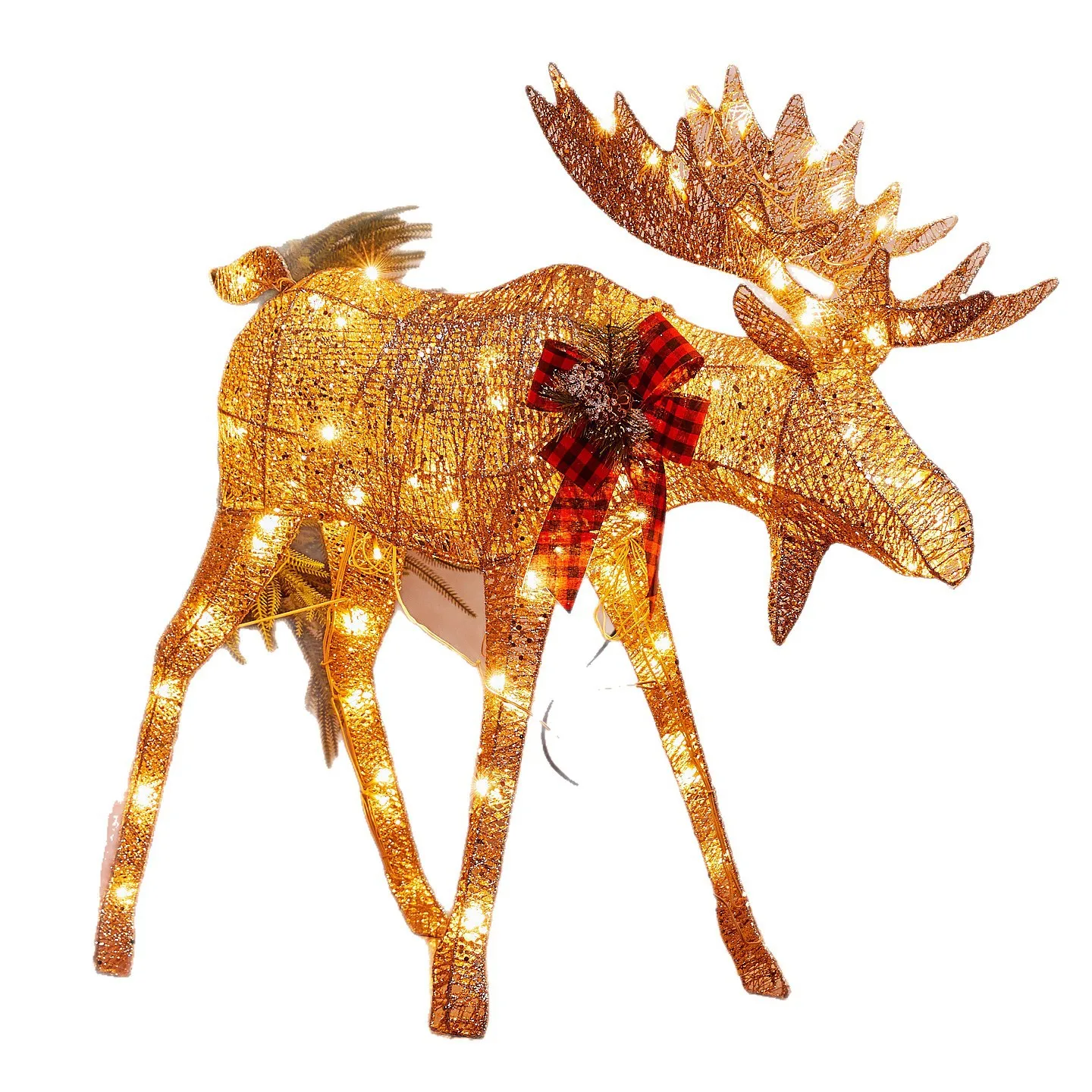 Christmas Elk Ornaments Wrought Iron Tabletop Window Shopping Mall Hotel Reindeer Ornaments Christmas Scene Glow Deer Costumes