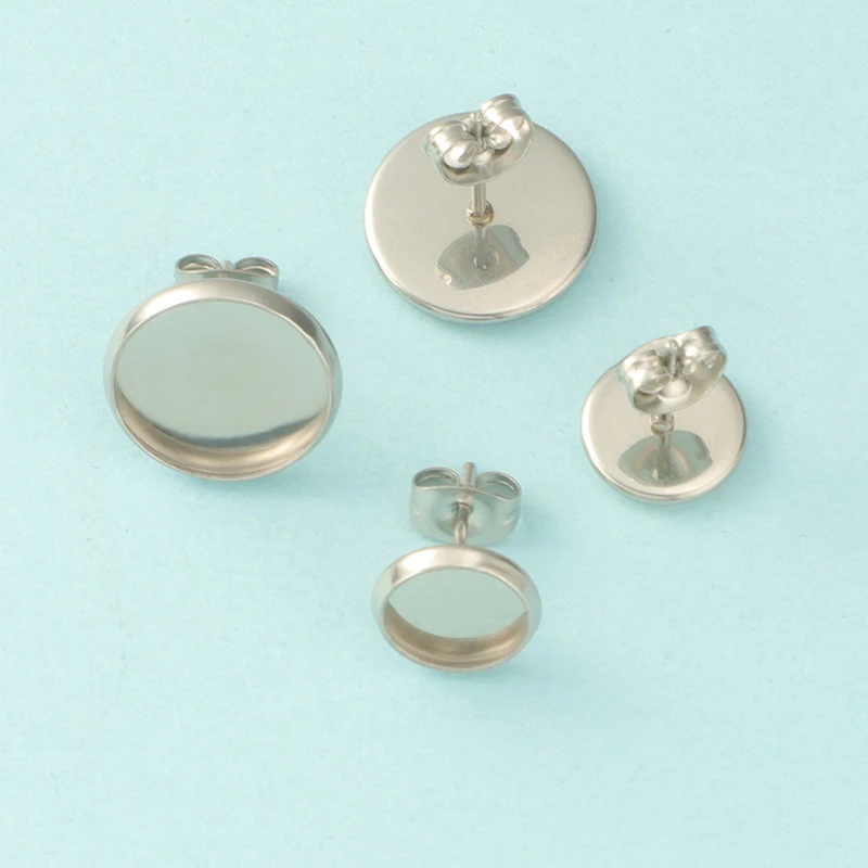 

100pcs/lot Inner Dia 10mm 8mm Stainless Steel Earring Stud Base Setting Blanks DIY Earring Jewelry Findings