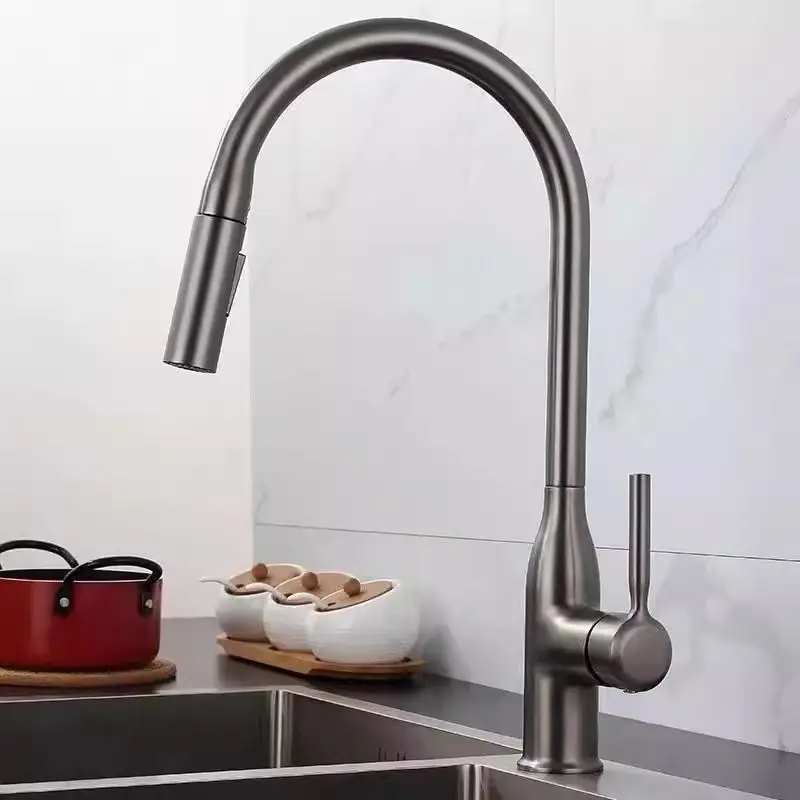Pull-out kitchen faucet, rotatable anti-splash faucet for vegetable washing basin