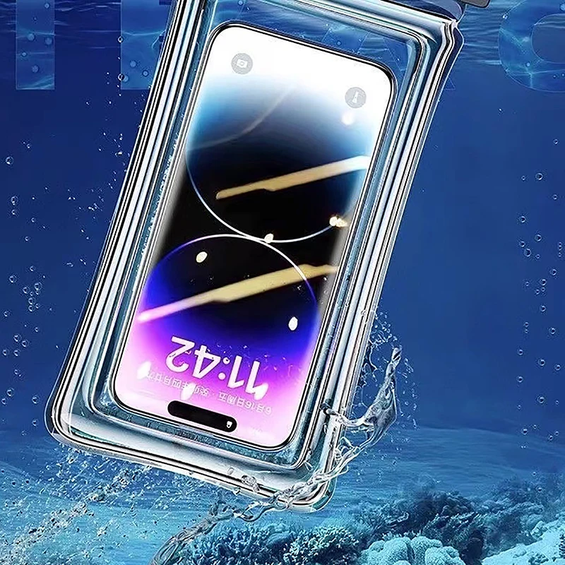 Universele waterdichte tas voor mobiele telefoons met touchscreen Zwemmen Drifting Zelfsluitende tas PVC transparante telefoonhoes