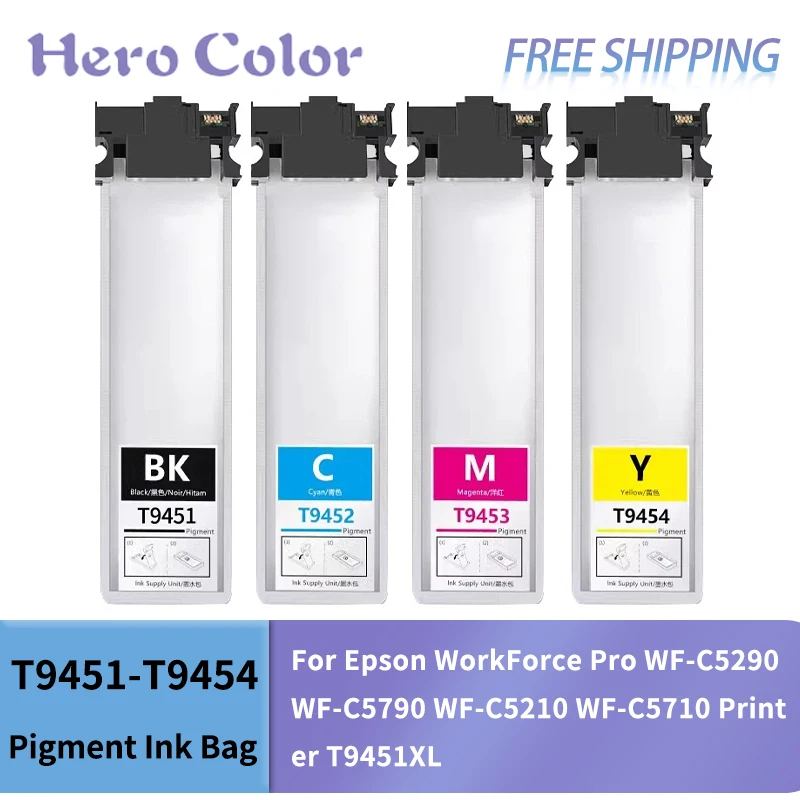 For Epson T9451 T9452 T9453 T9454 Pigment Ink Bag With Chip for Epson WorkForce C5210 C5290 C5710 C5790 Printer Ink Cartridge