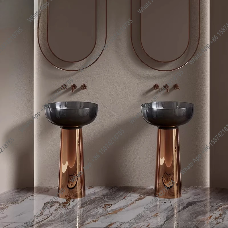 

Minimal light luxury column wash basin integrated floor club art wash basin vertical wash basin