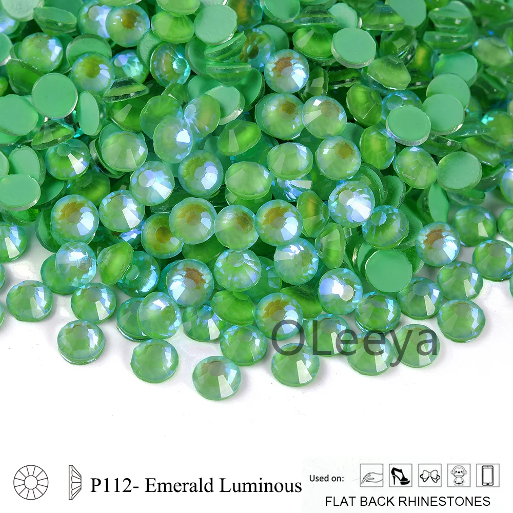 Oleeya P95-P119 Glas Strass Cтразы Farbige Nachtleuchtende Neon Non-Hotfix Strass Glitzerkristalle für Nagelkunst-Zubehör – Detail 1