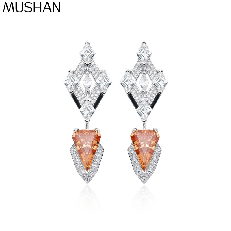 

MS MuShan Luxury Jewelry 925 Sterling Silver Earrings Cubic Zirconia 5A Stud Wedding for Wife 18K Gold Plated Fine Earring