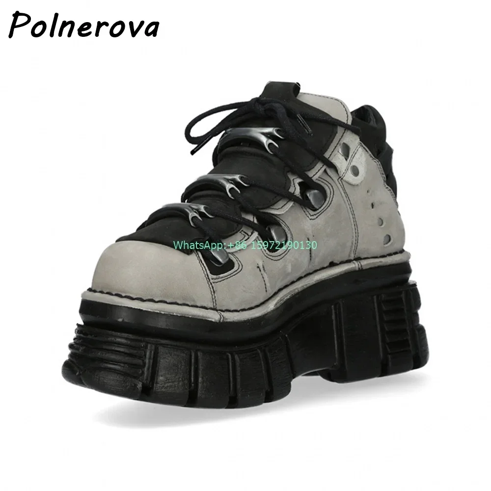 

Серые, черные туфли-лодочки на толстой подошве с круглым носком, металлические украшения, кожаные туфли с перекрестной завязкой, уличные туфли в стиле ретро в стиле панк