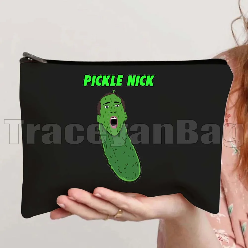 Vintage Nicolas Cage Pattern Nick Banana Nic Meme Cage Movies Fan Gifts Canvas Cosmetic Bags Makeup Toilet Bag Pencil Case Pouch