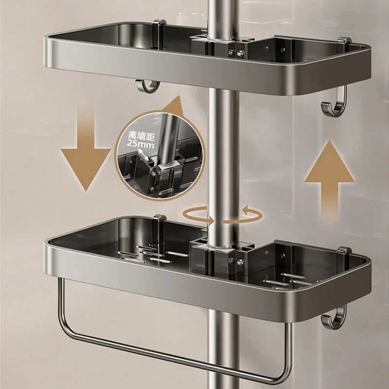 Bathroom Shower Head Holder Wall Mounted No Drilling Required Shampoo Organizer Rack Integrated Design Storage Shelf