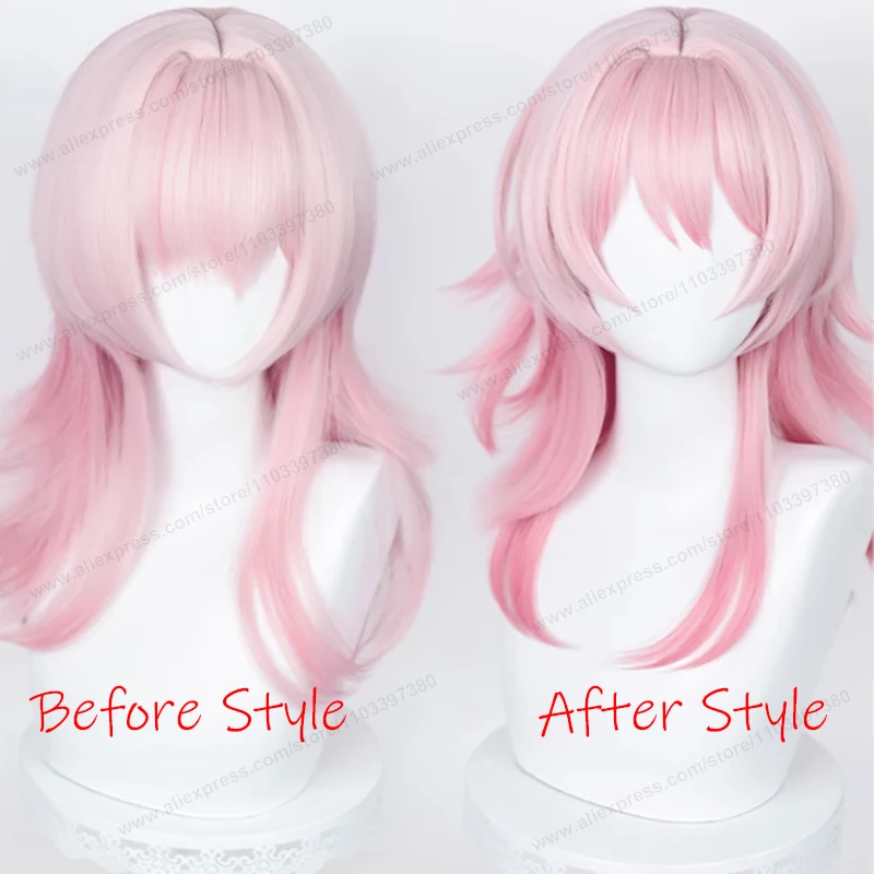 March 7th Cosplay Wig 50cm Pink Gradient Hair Honkai Star Rail Cosplay Anime Heat Resistant Synthetic Wigs