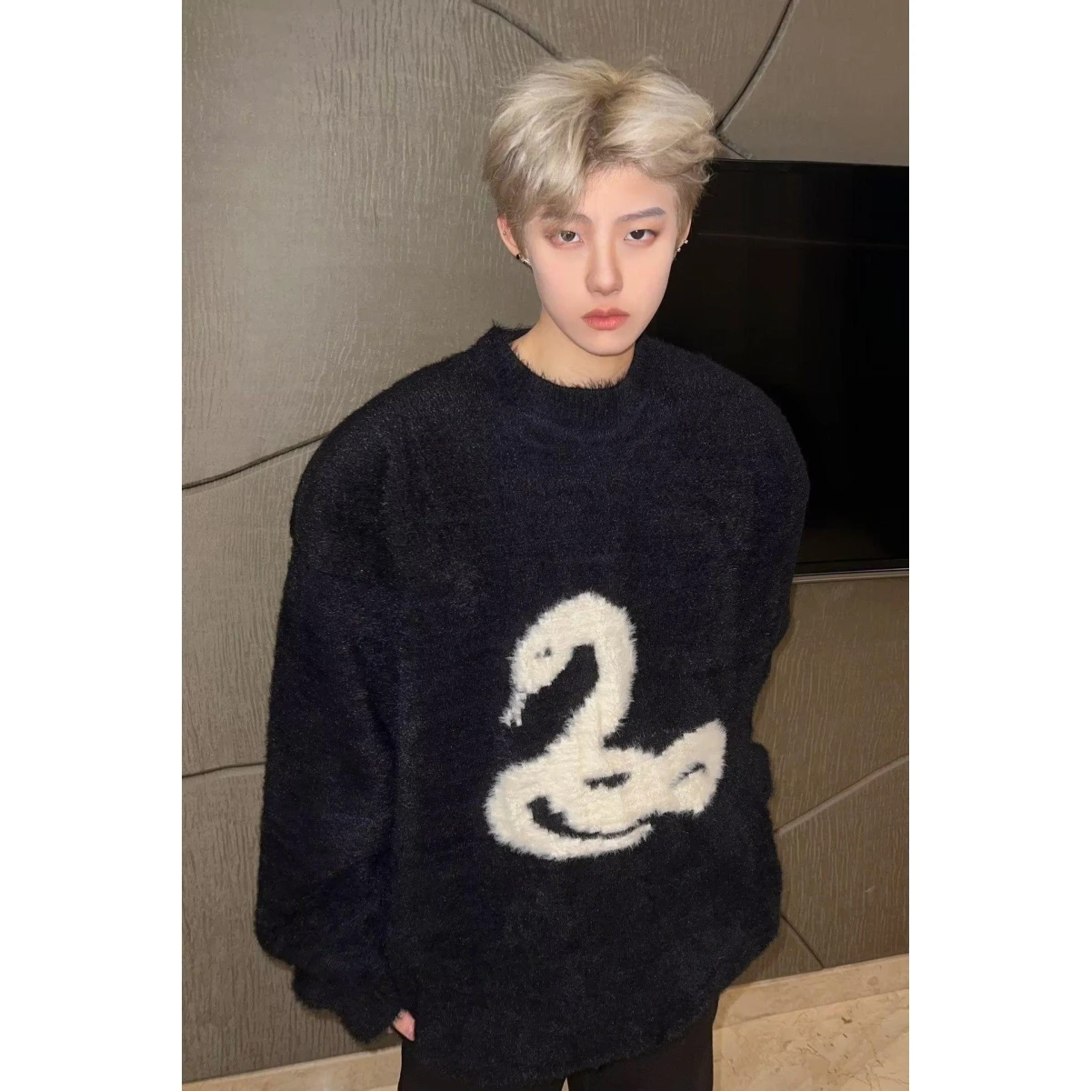 Suéter de Punto con Cuello Redondo E para Hombre, Cseta Interior, Estilo Moderno para Otoño e Invierno, Ajuste De...