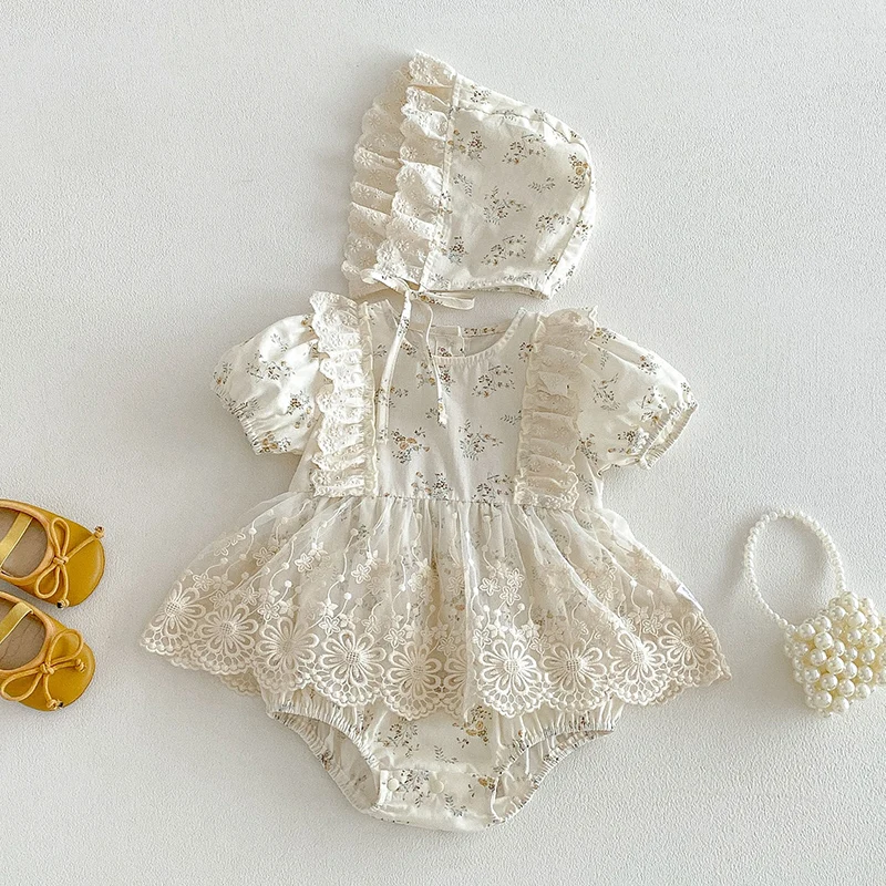 

Новинка 2026: Летний комбинезон для девочек 0-24 месяца, хлопковый, с коротким рукавом, с принтом, для малышей и младенцев